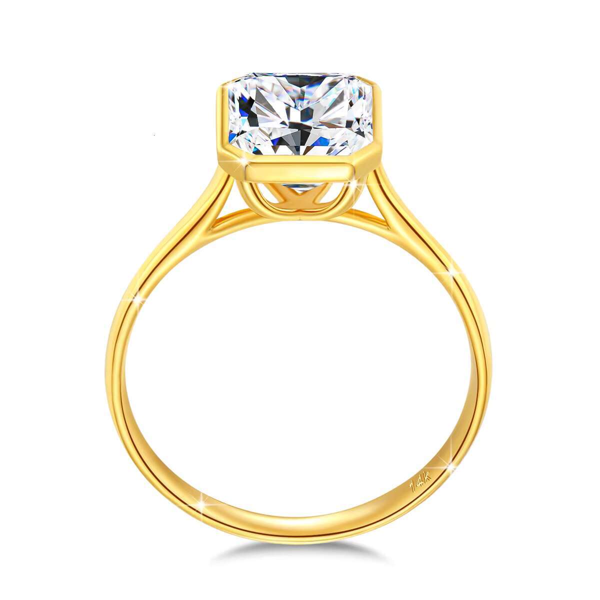 Wholesale Hollow 14K Gold 3ct Radiant Cut Moissanite Diamond Engagement Rings Fine Jewelry for Women Original Joyas De Oro