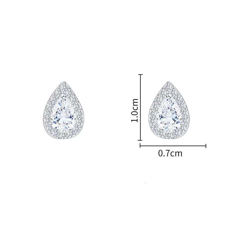 Dainty Teardrop Cubic Zirconia CZ Crystal Stud Earrings for Women Bride Bridesmaid