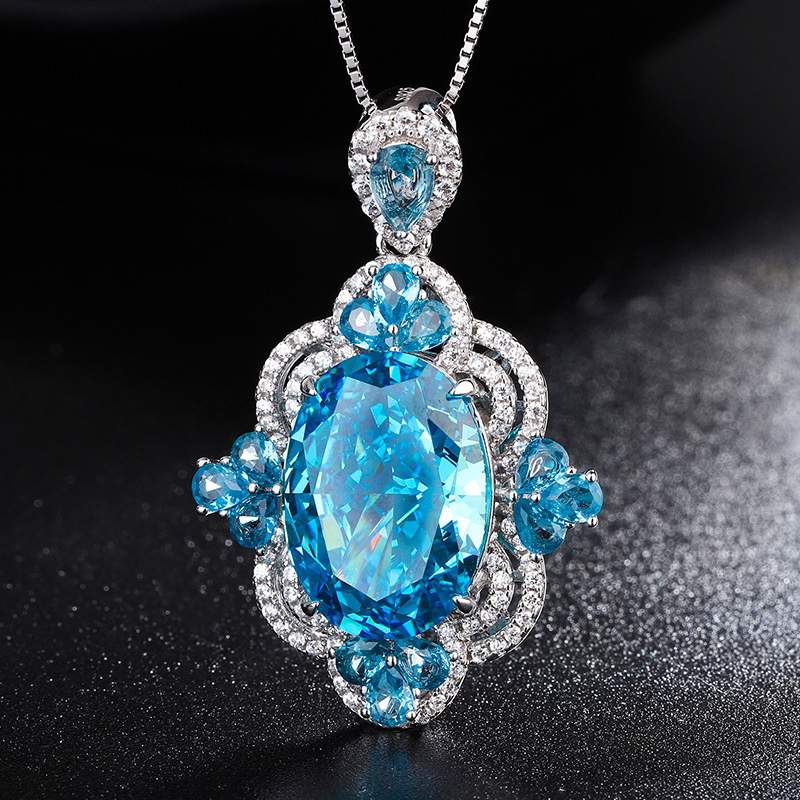 Chic Bridal Ensemble Featuring Exquisite S925 Rhodium Plated Jewels Encrusted with Precious Diamonds and Vivid Blue Aquamarines