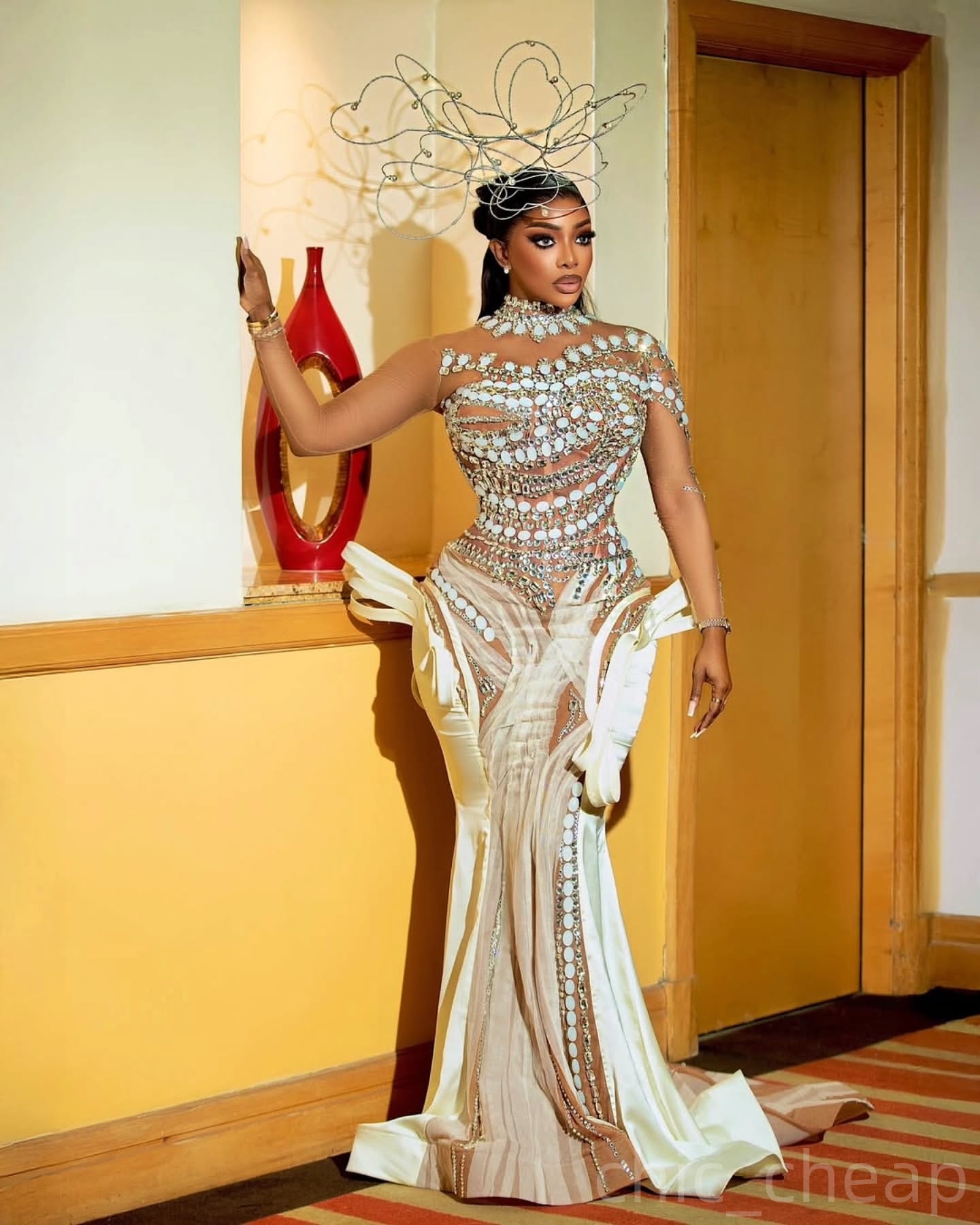 Mermaid Ivory Prom Dresses 2025 Crystals Beaded Illusion Stylish Evening Formal Party Second Birthday Engagement Gowns Plus Size Dress For Special Occ