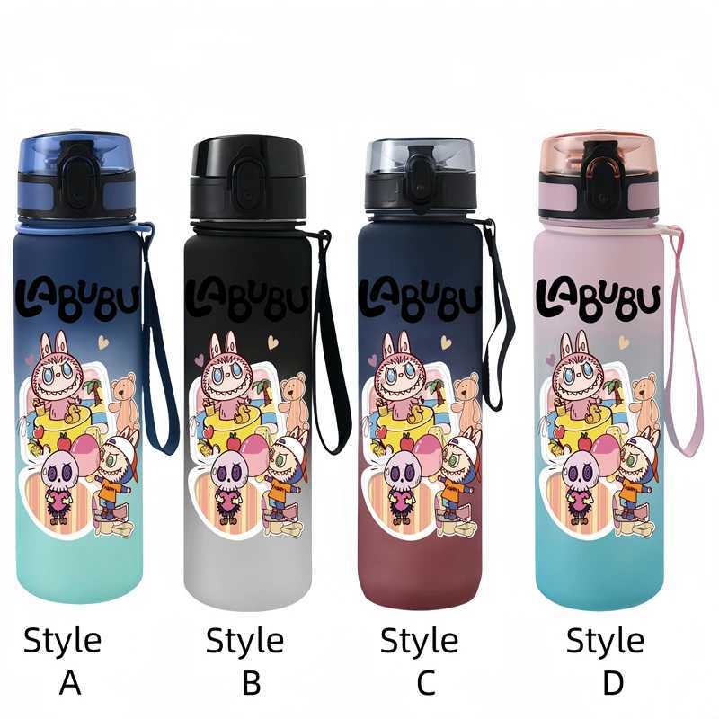 LABUBU 650ml Characters Portable Water Cup Large Capacity Sports Outdoor Plastic Leak-proof Water Bottle Childrens Gift XJ250612