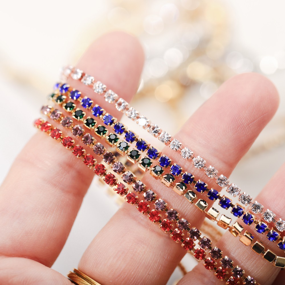 Chic Design Band Bracelets Featuring Hypoallergenic Materials & Sparkling Synthetic Gemstones