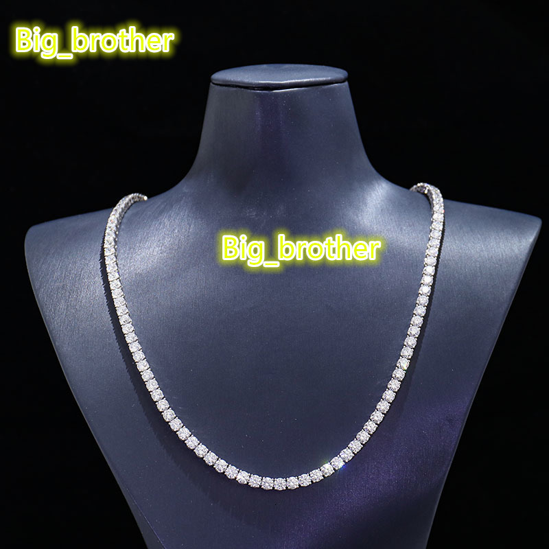 In Stock 2mm 3mm 4mm 5mm 6mm tennis chain moissanite VVS tennis necklace 925 sterling silver for Anniversary Birthday Gift