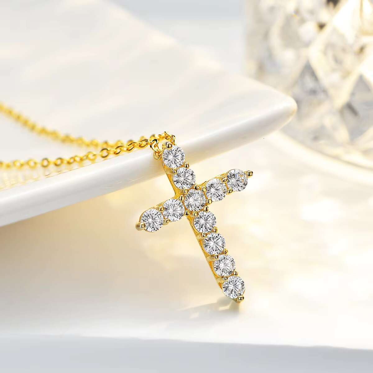 Hip Hop Design VVS Iced Cut Moissanite Diamond Cross Pendant S925 Sterling Silver Necklace For Women Men Jewelry Best Gift