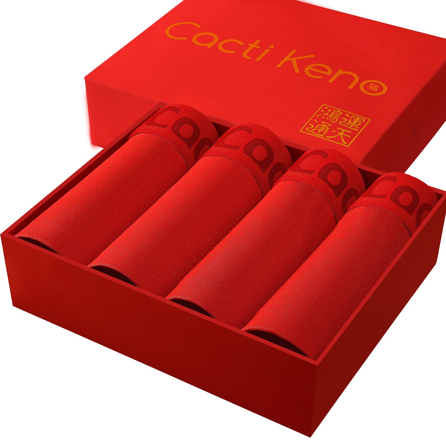 4PC Men's Lucky Red Cotton Boxer Briefs Wholesale - boxer short Male Soft Underpants Man Luxury Brand Free Shipping