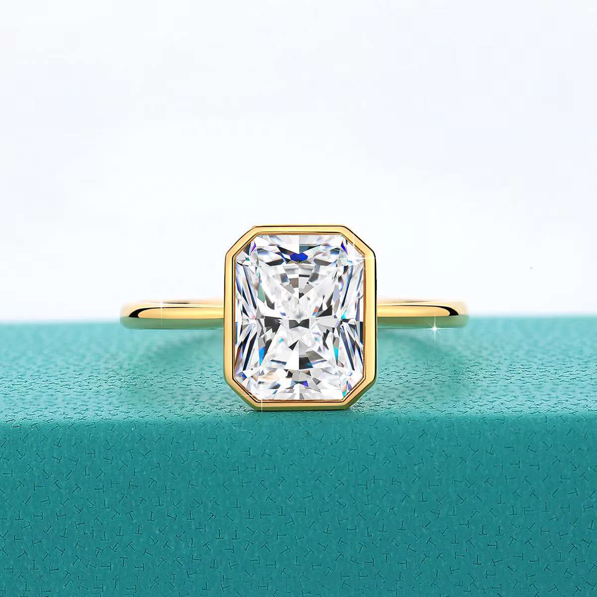 Wholesale Hollow 14K Gold 3ct Radiant Cut Moissanite Diamond Engagement Rings Fine Jewelry for Women Original Joyas De Oro
