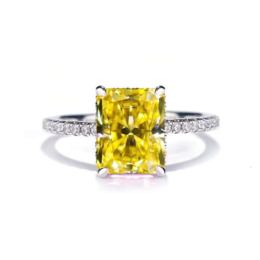 Wholesale 925 Sterling Silver Moissanite Engagement Rings Rectangular 4 Ct 8*10 Radiant Moissanite Ring for Women Jewelry