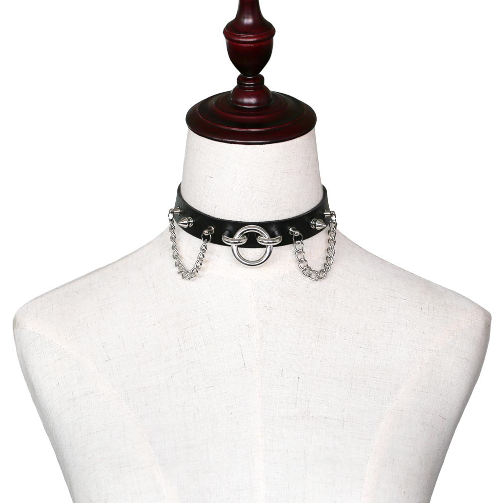 Choker 3PCS/LOT Y2K hip-hop leather Rock Alien Pendant pink Chain Necklace