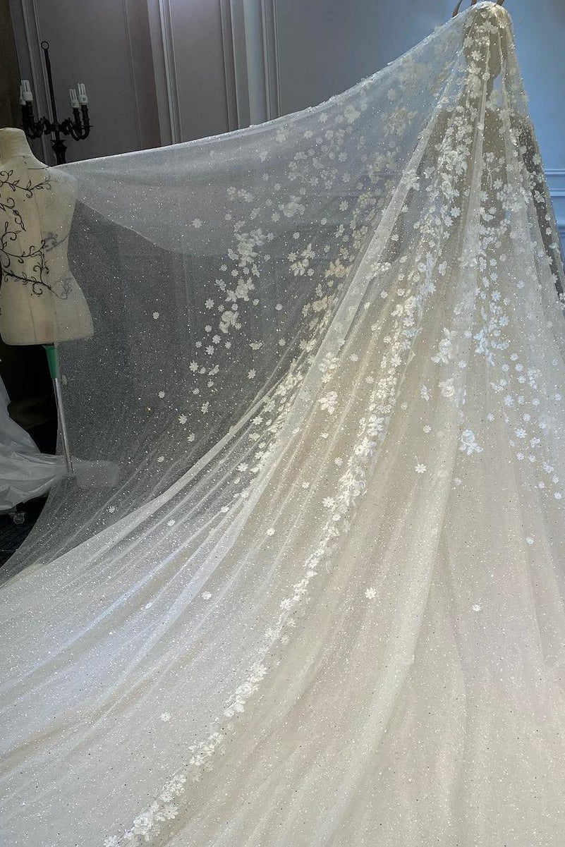 Headdress Elegant Wedding Veils One Layer Tulle Appliques Lace Flowers Headscarf White Ivory Bridal Veil Customized Length Veils V2418