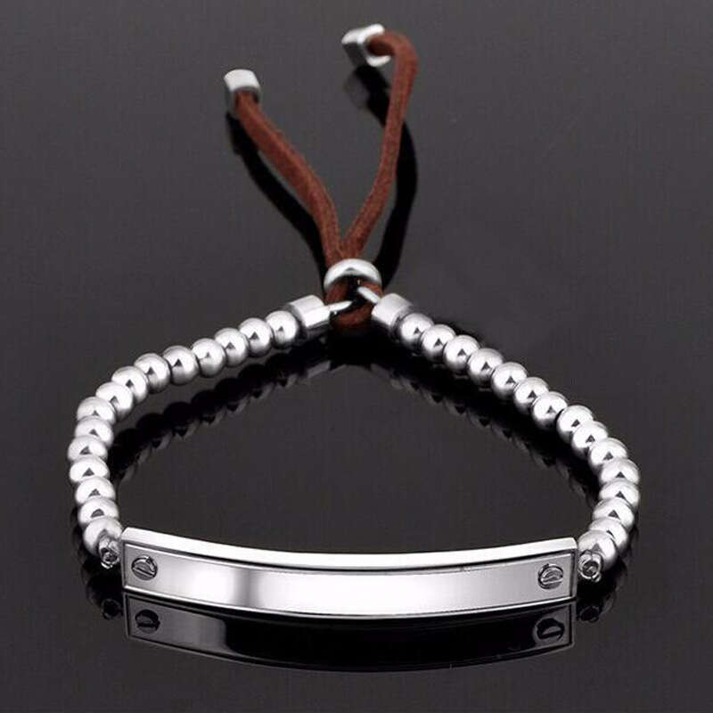 Korean Style Fashion 316L Stainless Steel Bead New Adjustable Men's Screw Bracelet