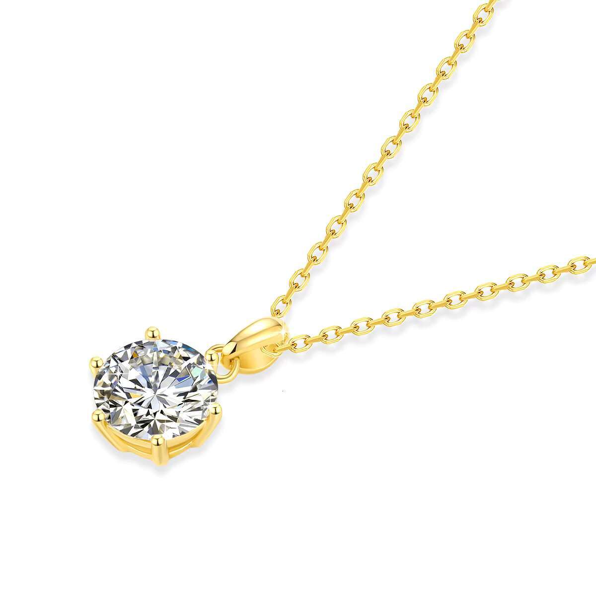 Classic Fine Jewellery Woman Engagement Gifts Pendant 1ct 2ct 3ct Moissanite Diamond Hollow 14k Gold Necklace Pendant