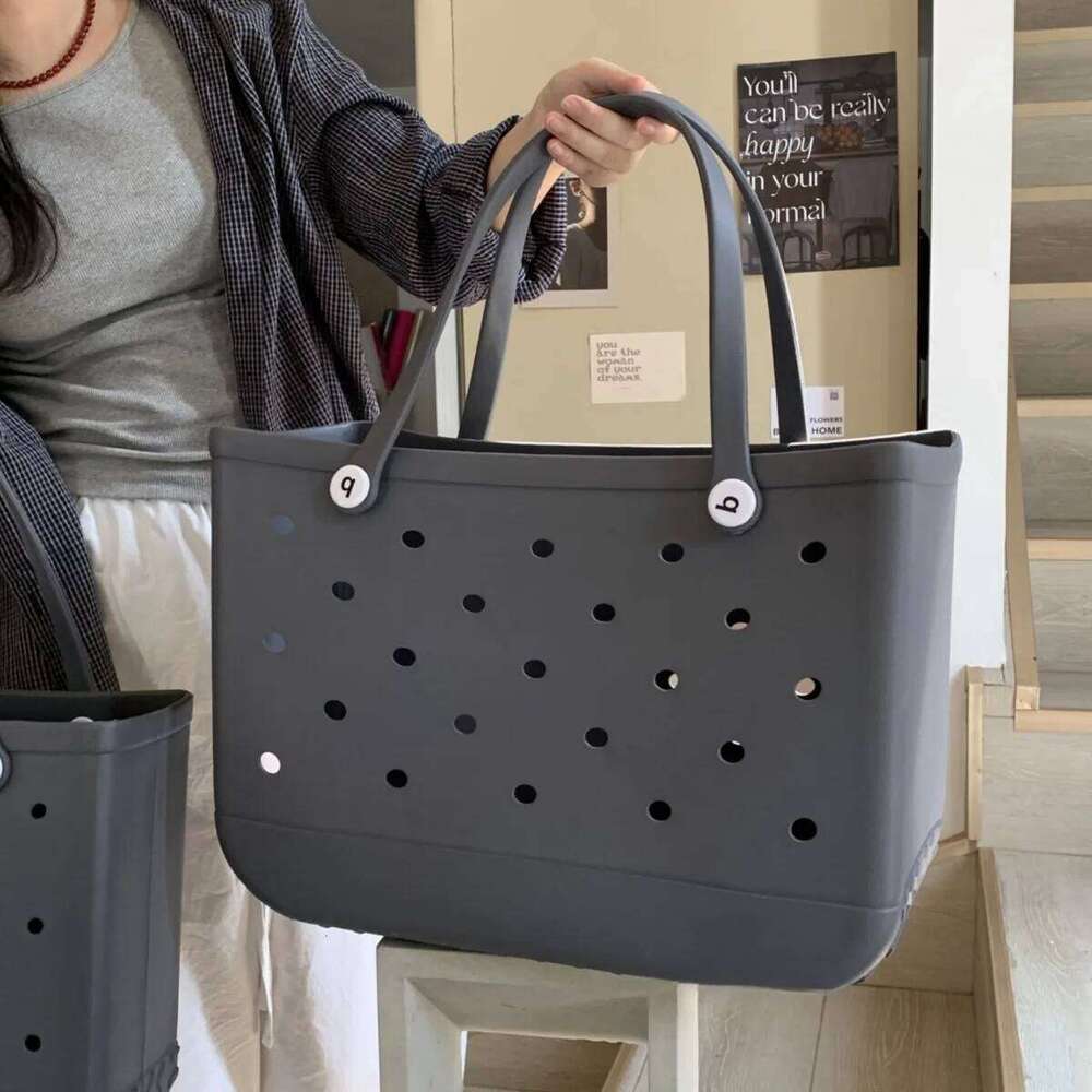 XL Beach Croc EVA Rubber Waterproof Storage Basket Extra Large Women Shopping Shoulder Handbag Jelly Sac Tote Bag Purse