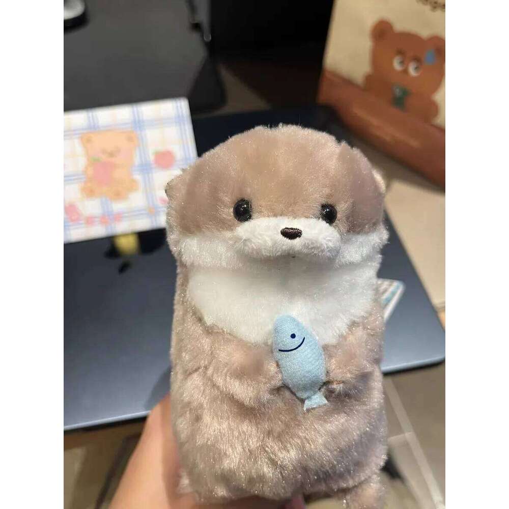 Free shipping Little Otter Hug Fish Plush Doll Cute Girl Heart Keychain Pendant Creative Gift