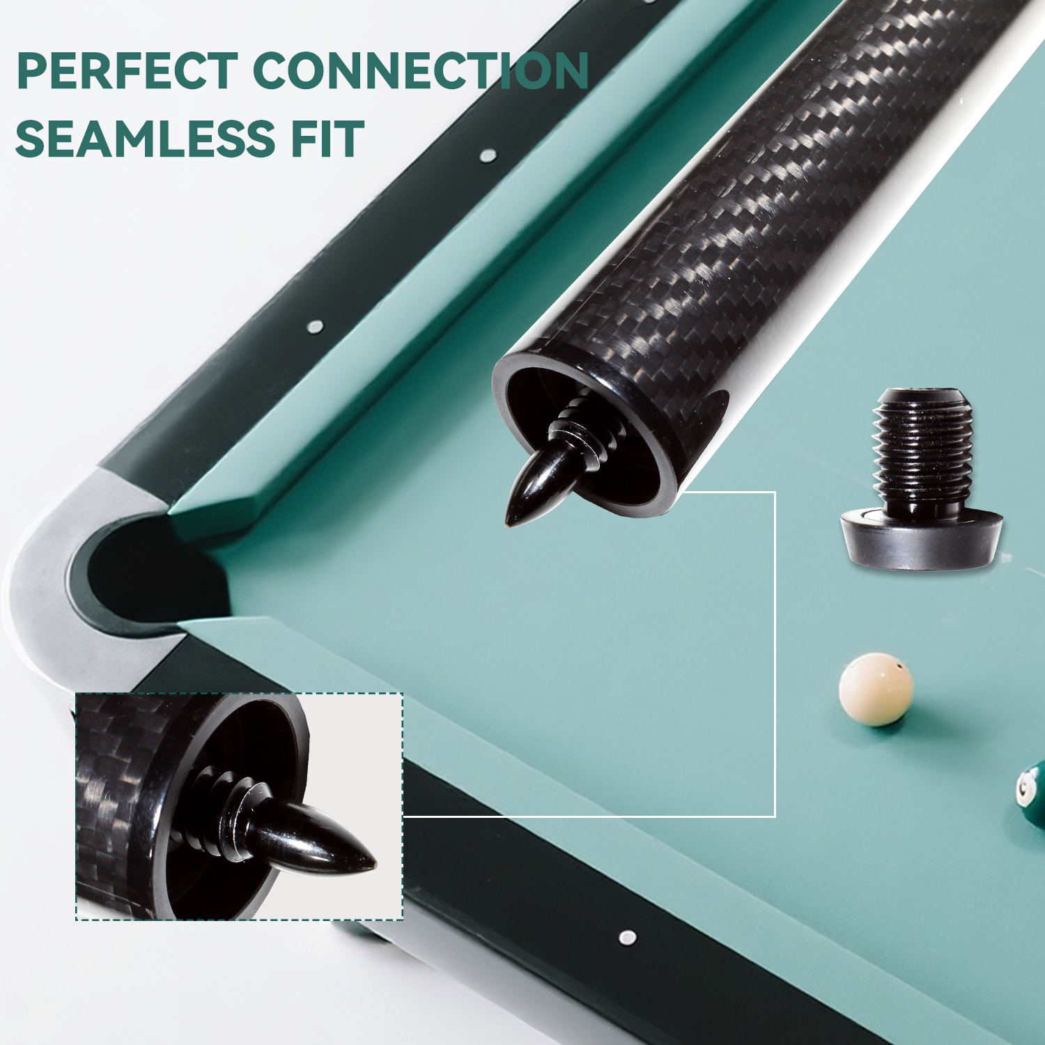 OKHEALING Pool Cue Extension Carbon Fiber Billiard Pool Stick Extender Quick Installation Billiard Accessories Parts Suit for Predator Pool Cue