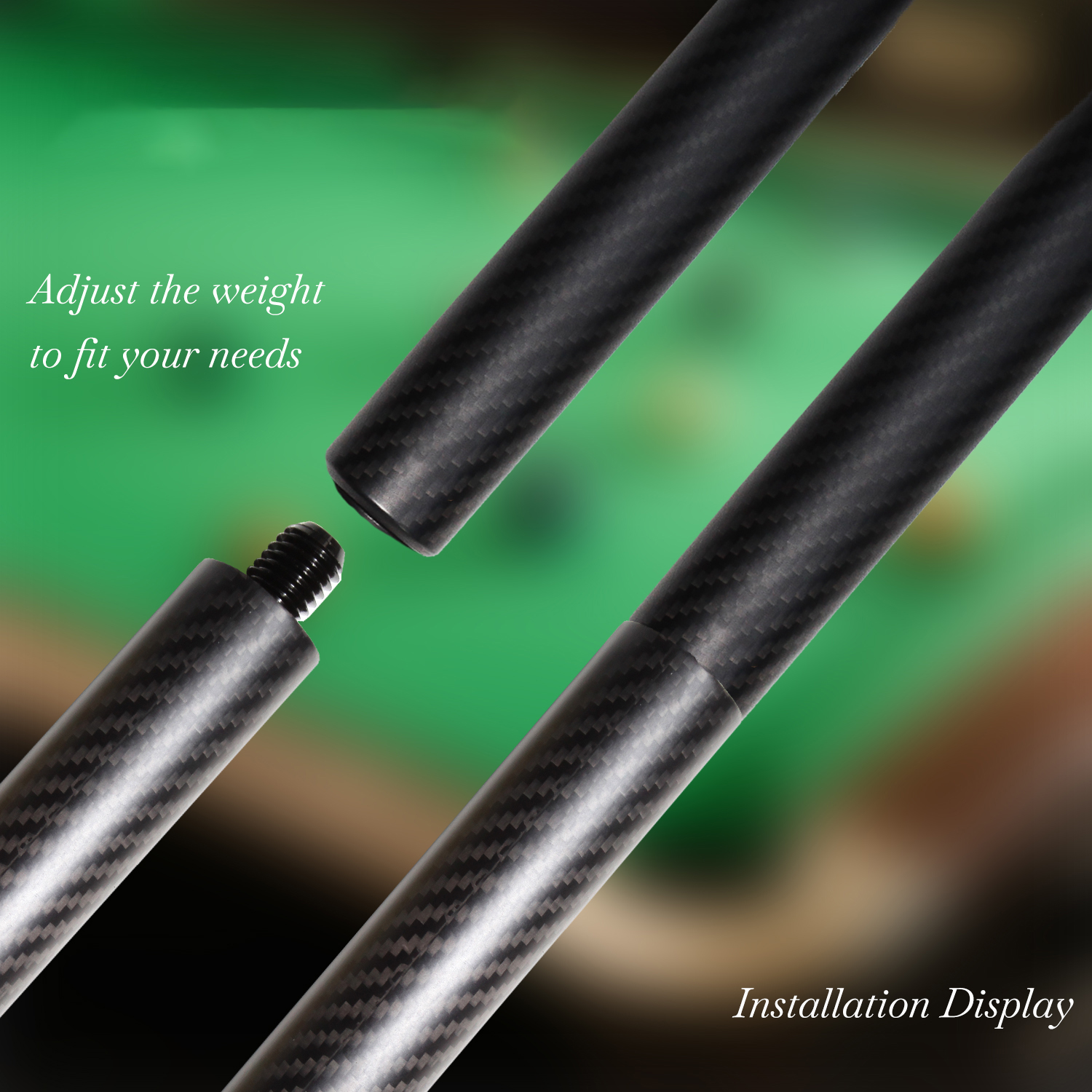 OKHEALING Pool Cue Extension Carbon Fiber Billiard Pool Stick Extender Quick Installation Billiard Accessories Parts for Pool Cue Butt End