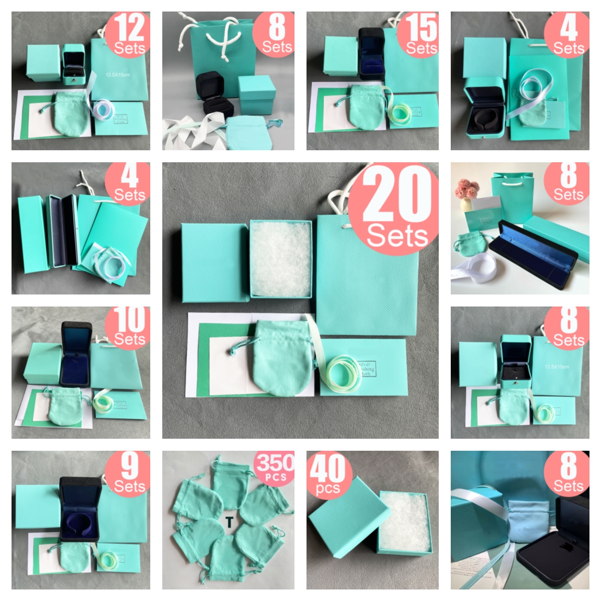 Velvet Leather Iron TIX Jewelry Box Packaging Sets Wholesale Necklace Box Ring Box Bracelet pouch Accessories Packaging Gift