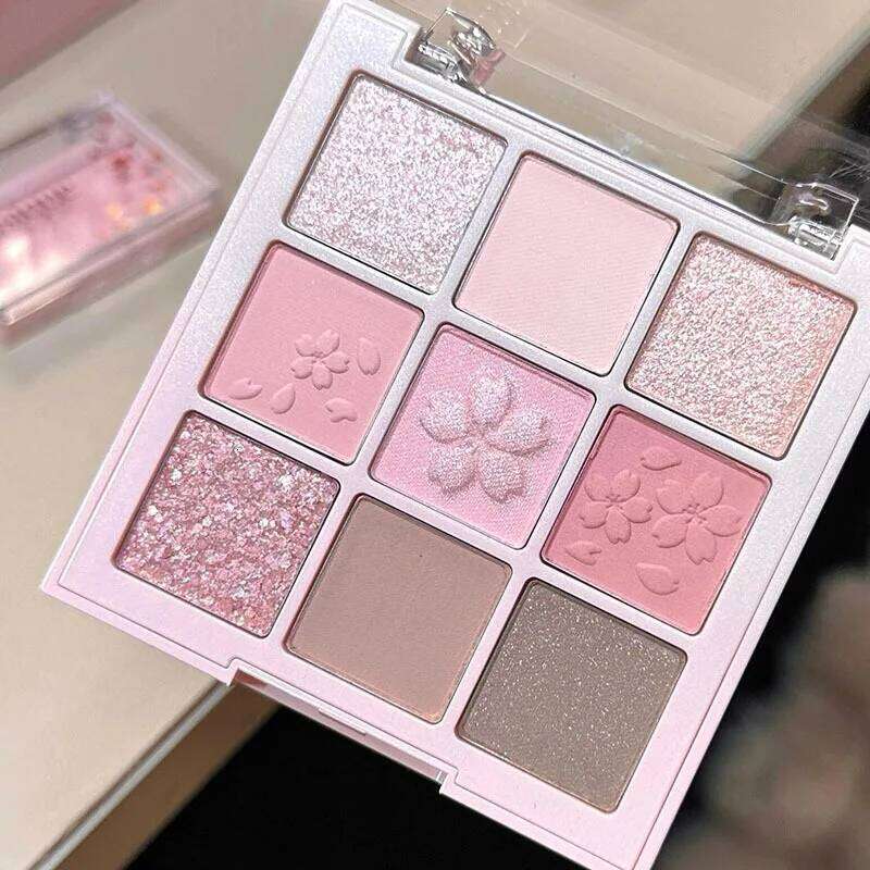 New Nine-color Eyeshadow Palette Rose Pink Nude Brown Low Saturation Pearly Matte Glitter Shadow Long-lasting Eye Makeup free shipping