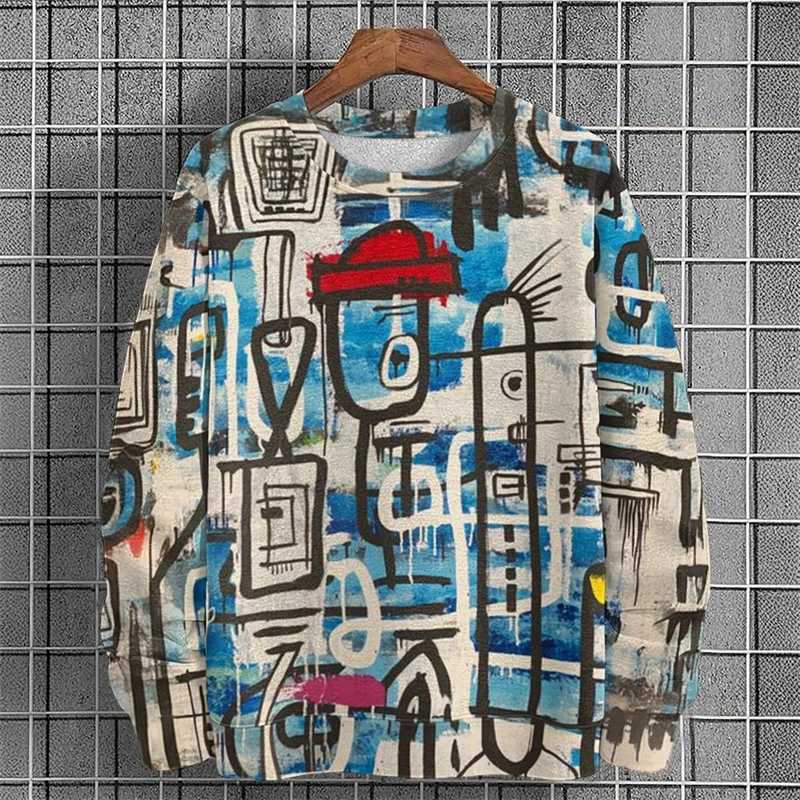 Street Graffiti Graphic Jumpers Mens Sweatshirt Clothes Long Sleeves Pullover 3D Printed Streetwear Harajuku Popular Hoodies W250612