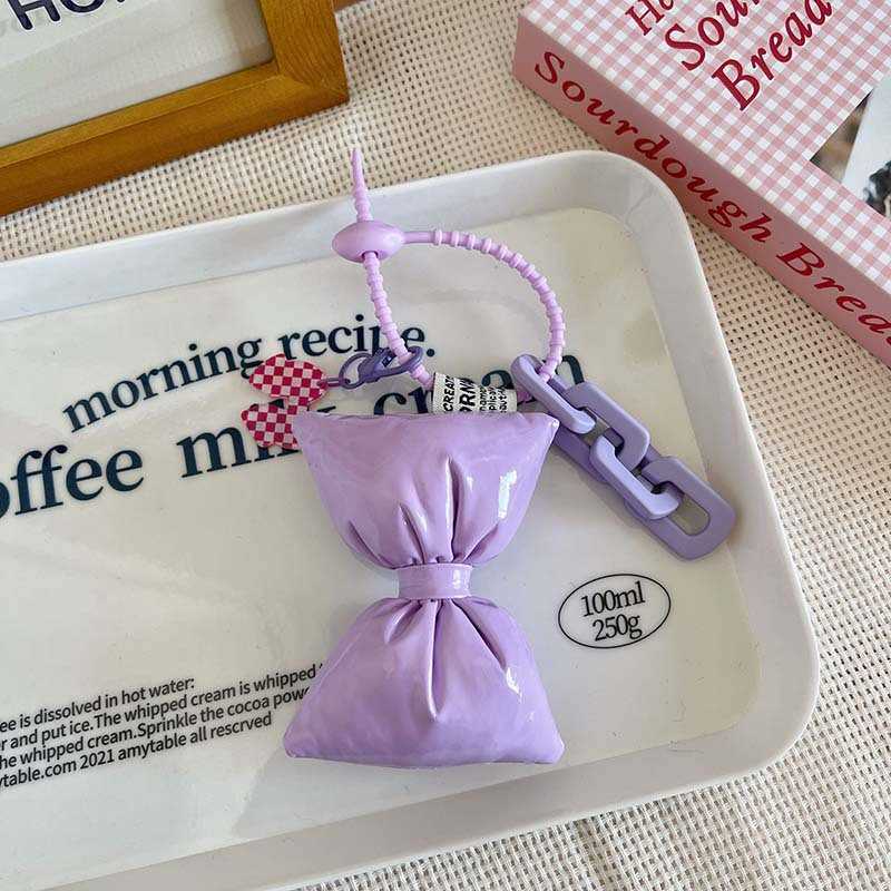 Cotton-Padded Leather Bowknot Sweet Trendy Girl Keychain Simple Cute Bag Pendant Fashion Versatile Hanging Decoration 250615