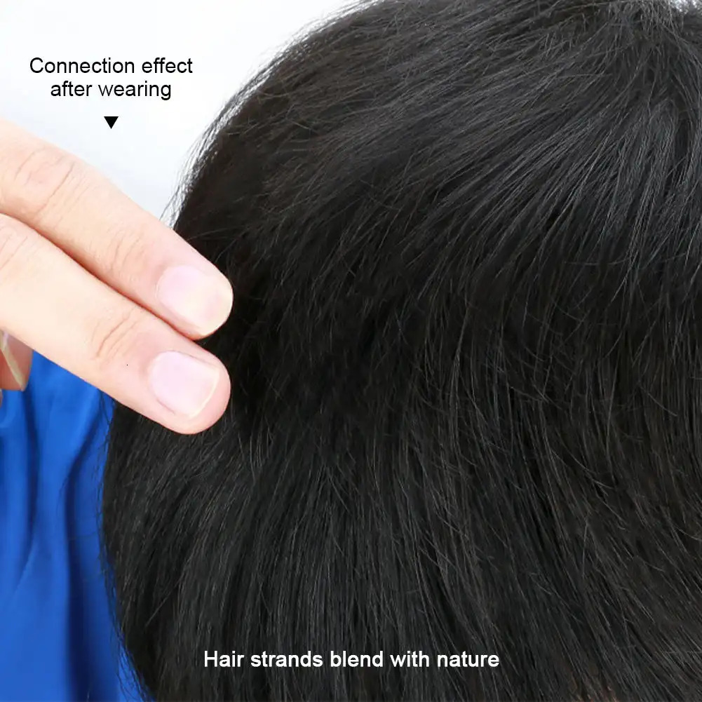 Men Hairpiece Stylish Men Wig Natural-looking Mens Synthetic Hair Wig for Spots Gray Hair Coverage Short Straight Hairpiece 250612