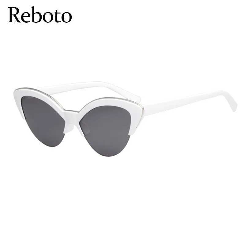 Vintage White Cat Eye Sunglasses For Women Vintage New Fashion Small Half Frame Eyewear Trending Travel Sexy Woman Sunglasses Z250612