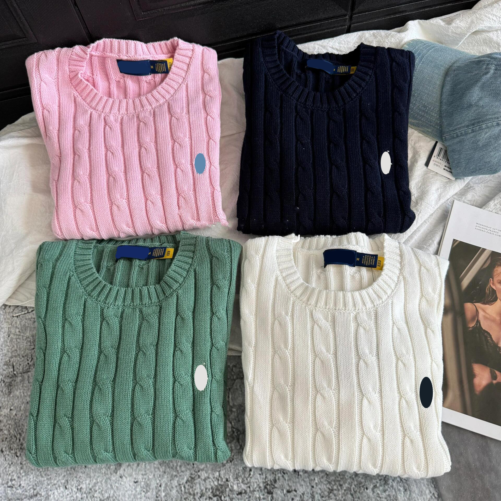 Womens sweater Cashmere sweater Fashion Designer brand classic embroidery Ralphlies sweater crew neck sweater Outdoor casual sports button retro pullover DPRT