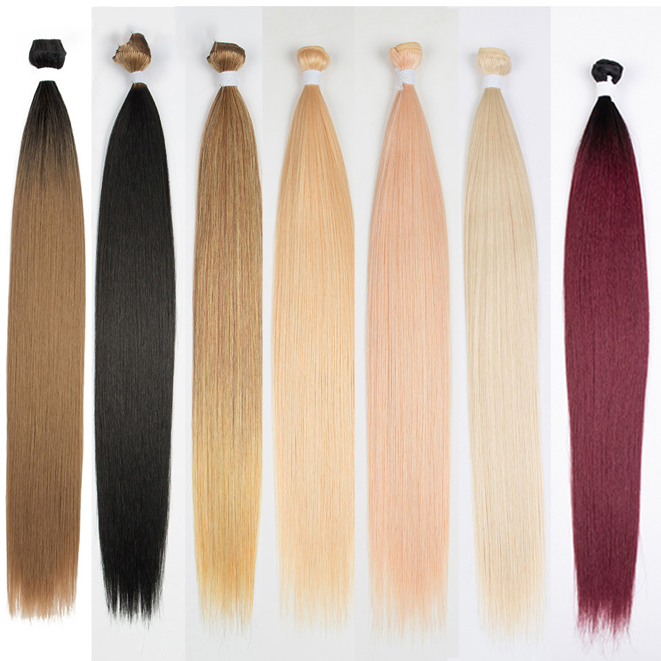 Rebecca Fashion Ariel Straight Pony Hair 24 " Bundles Crochet Braids Hair Synthetic Braiding Hair Ombre Brown Soft Crochet Hair Extensions