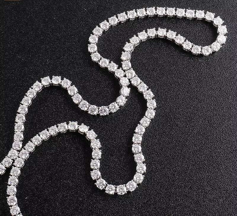 In Stock 2mm 3mm 4mm 5mm 6mm tennis chain moissanite VVS tennis necklace 925 sterling silver for Anniversary Birthday Gift