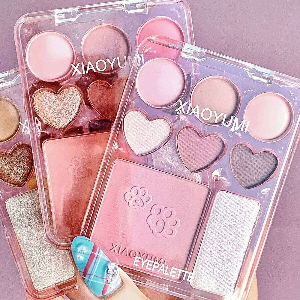 8-Color Love Palette, Sweetheart Blush & Highlighter All-in-One, Natural 3D Long-lasting Delicate Glitter Eyeshadow free shipping