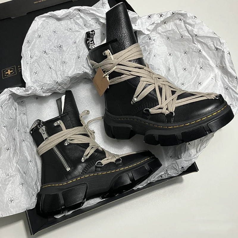 Stylish Comfortable Gothic Crazy Boots Genuine leather Vintage Side Zipper Boot Designer Rock Punk Daliy Outfit Party Shoes Round Toe Boot Shoes