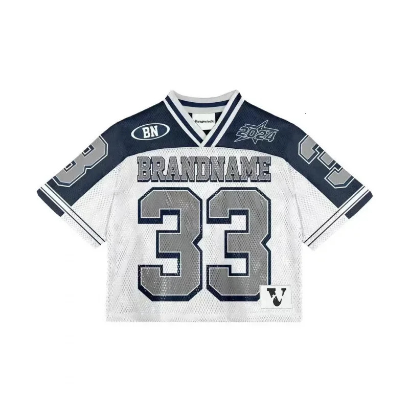 European and American trendy mens Tshirts mesh shortsleeved quickdrying football jerseys retro streetwear Vneck loose tops 250610