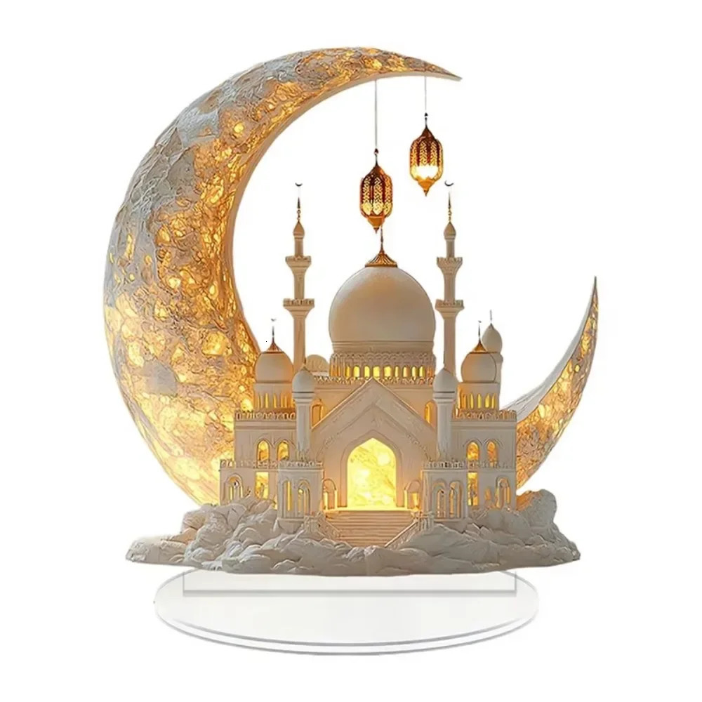 Ramadan Festival 2D Acrylic Moon Craft Ornaments Eid Al-fitr Mubarak Decorations Islamic Muslim Home Decor Party Table Gift 250606