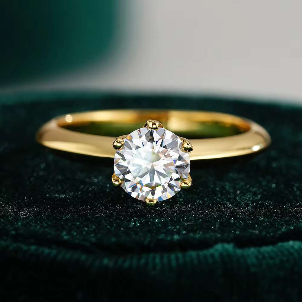 Luxury Gold Jewelry 1ct 2ct Moissanite Diamond Hard Hollow 925 Silver Plated 18K Gold Engagement Rings for Women