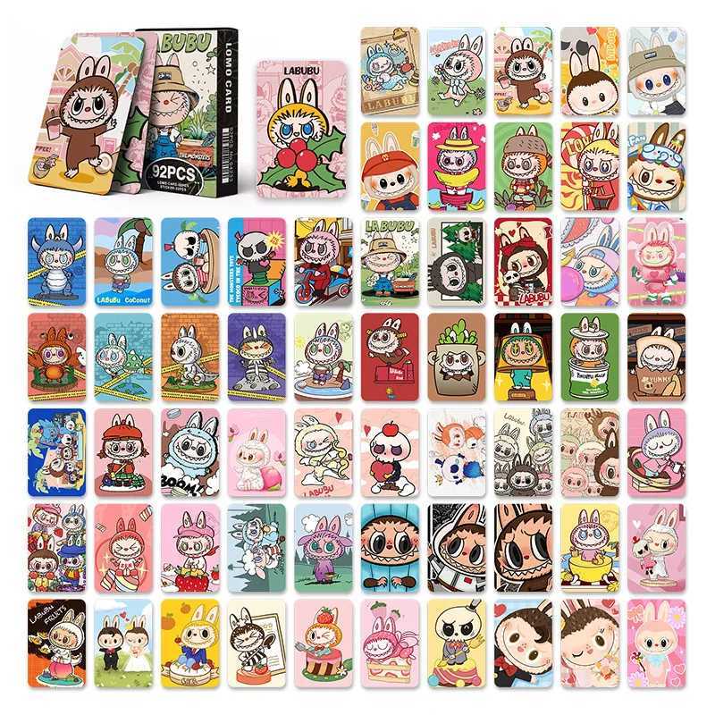 92pcs Labubu Collection Cards Photocard Anime Figures Print Photo Kaii Game Postcards Funny Fans Birthday GiftsXJ250612