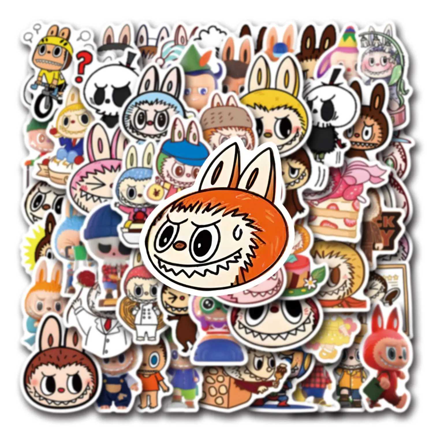55PCS Labubu Stickers Anime Sticker Pack Mobile Phone Water Cup Decoration Waterproof Sticker Toys Gift XJ250612