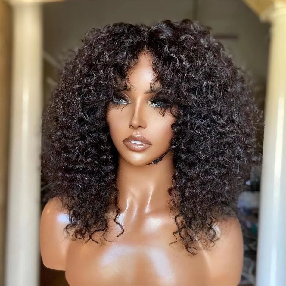 Short Bob Kinky Curly Human Hair Frontal Wig Lace Front Wigs Transparent Closure Human Hair Wig Natural Hairline Synthetic