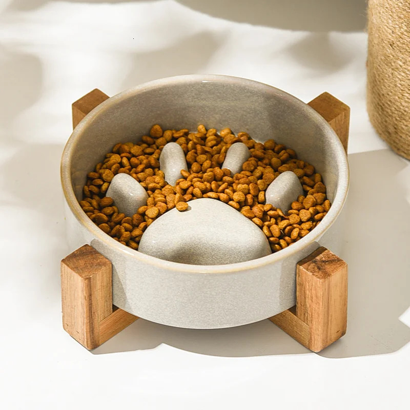 Slow Food Bowl Ceramic Food Bowl for Dogs and Cats Slow Food Bowl Pet Supplies Anti Knock Anti Choke Feeder 250612