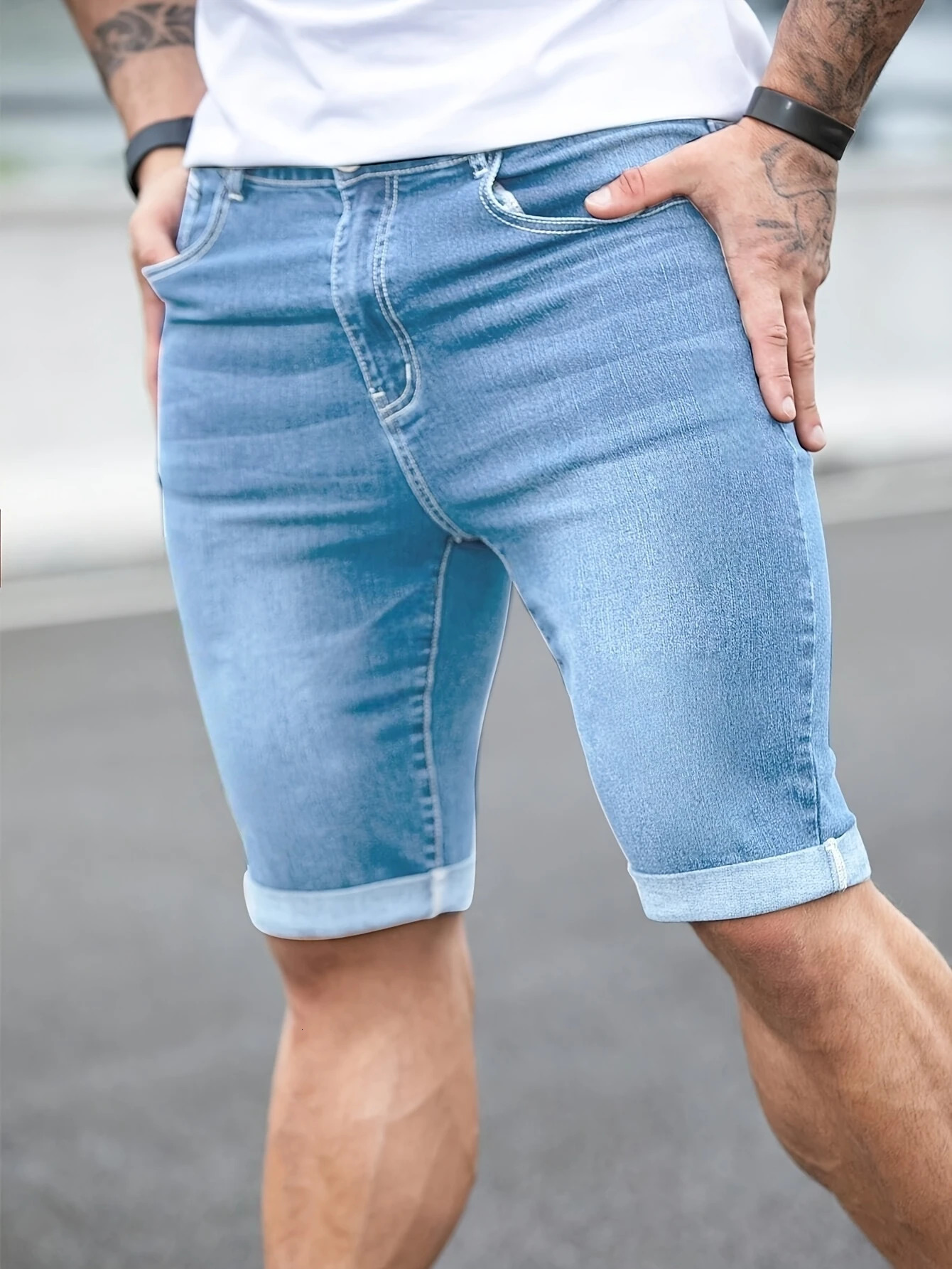 1PC mens American street denim pants simple casual suitable for daily wear shorts 250611Z