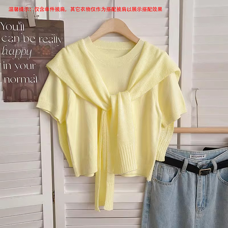 K1000 2024 new spring and autumn knitted solid color shawl outer wear thin women's summer neck protection small waistcoat