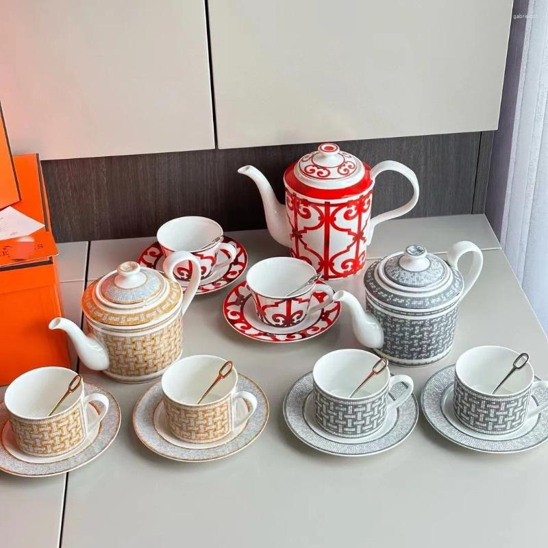 Coffee Tea Sets Mosaic One Pot Two Cups Plates With Spoon Ceramic Set Afternoon Teapot