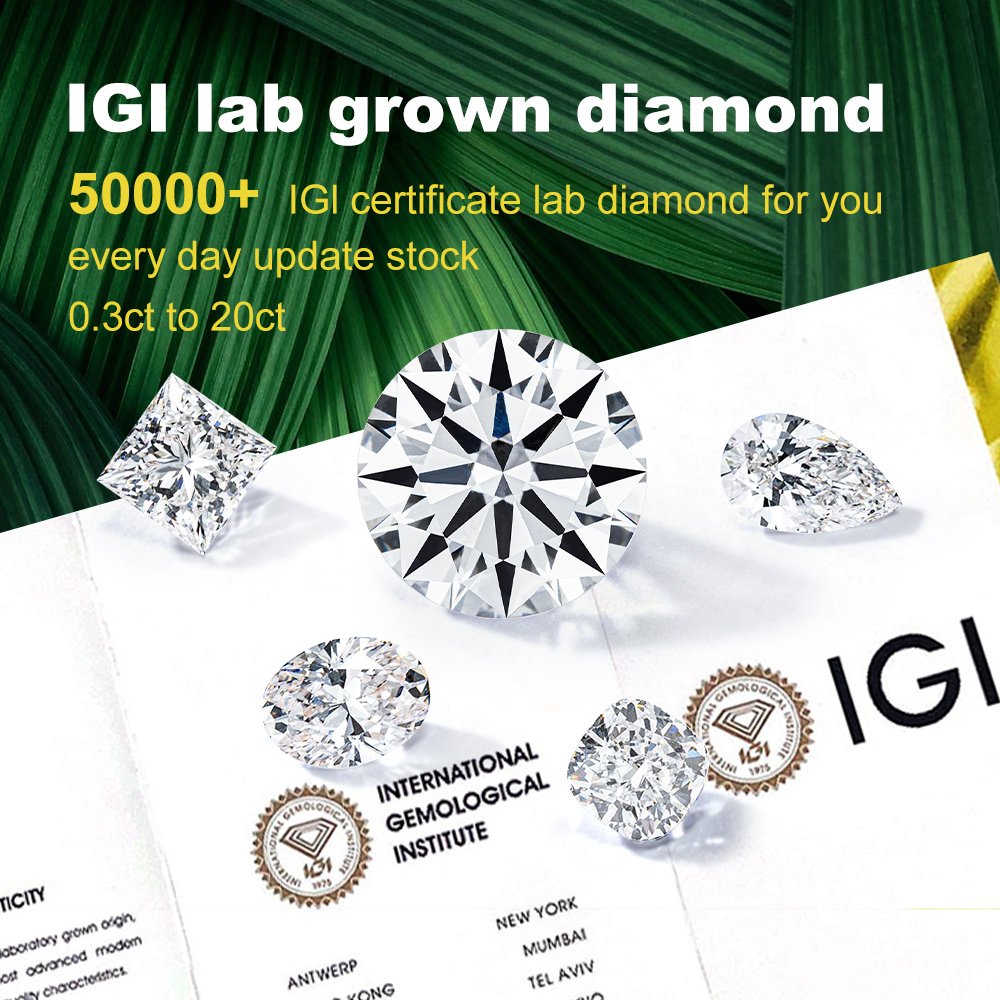 Messi Jewelry Hot Sell IGI GIA Certified Round Brilliant Cut Lab Diamond 1CT 2CT 3CT DEF VVS Lab Created HPHT CVD Lab Grown Diamond
