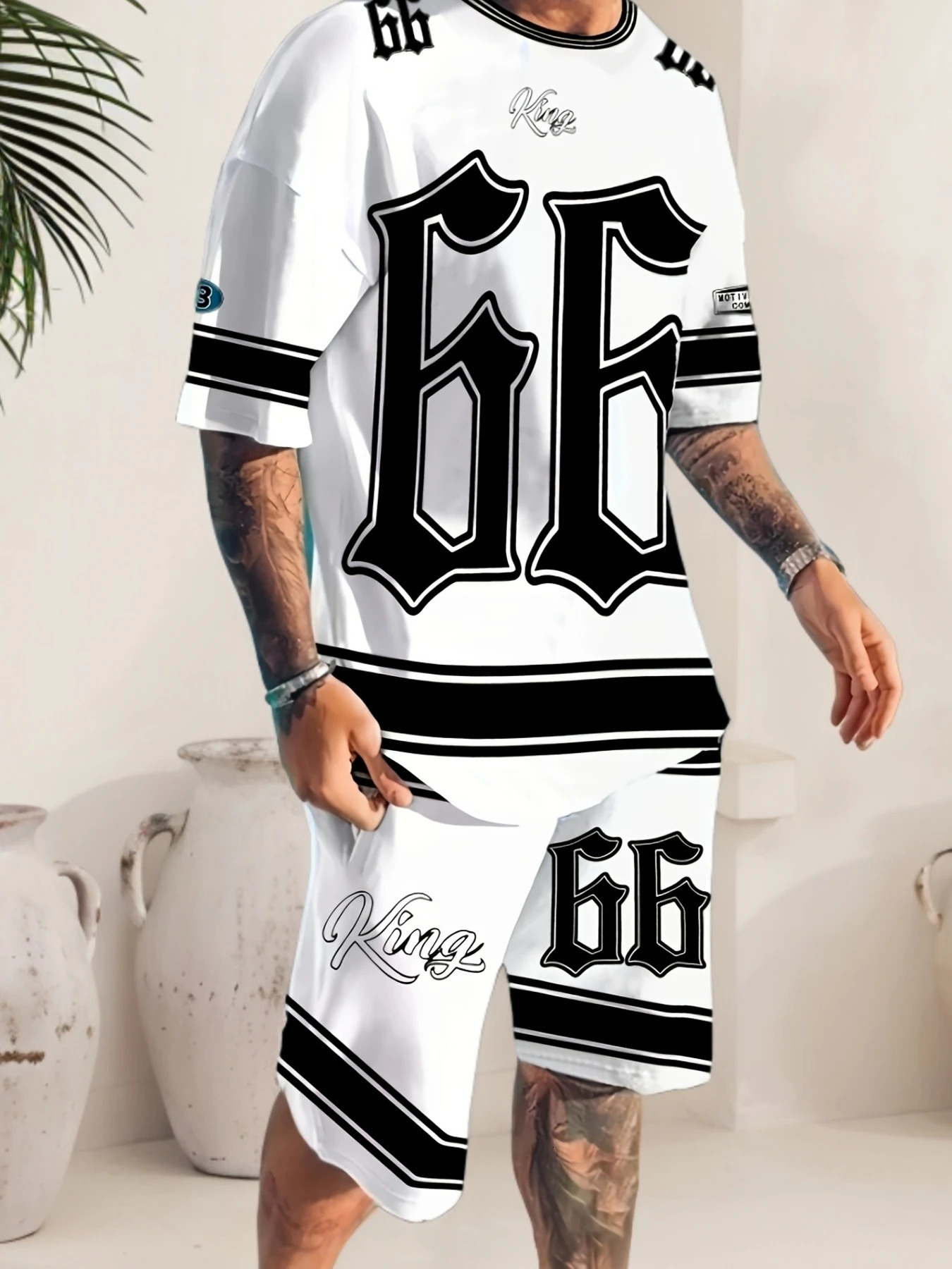 Summer mens suit casual sport roundneck Tshirt Chicago letter print pattern pullover summer daily outdoor street 250612