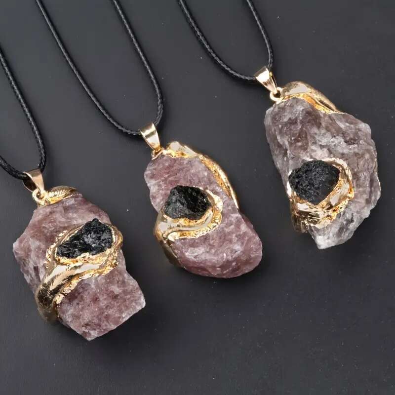 20~40mm Extra Large Gold-Plated Rough Pendant Multicolor Crystal Stone Irregular Necklace Jewelry Accessories