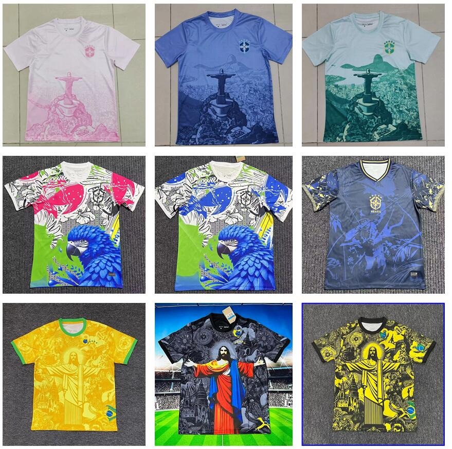 BraziLS Soccer Jerseys NEYMAR VINI JR BrasIL National Team Mens Football Shirts JESUS Special Kids Kit Sets 24 25 26 home away brazil jersey camiseta futbol Maillot 78
