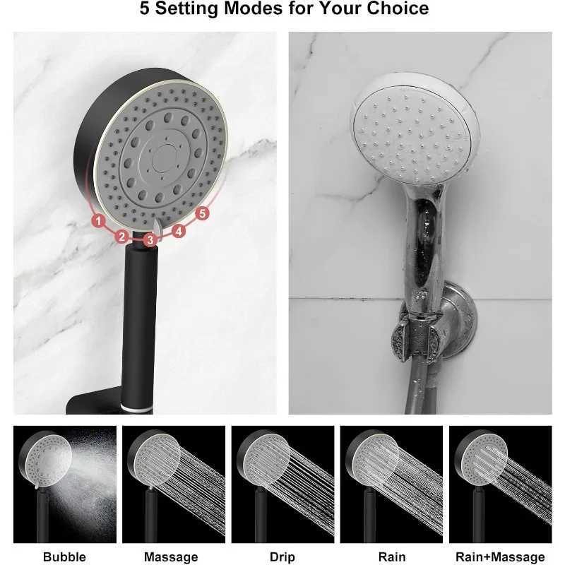Shower Heads with Handheld Spray Combo 10 Matte Black High Pressure Rain Shower Head 11 Adjustable Extension Arm and X250612