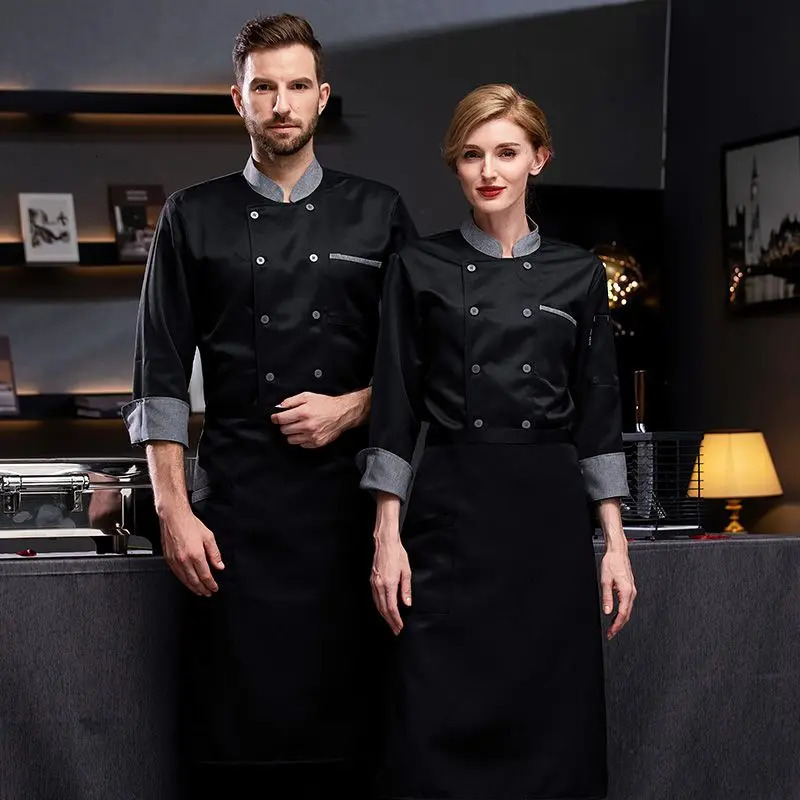 Long Sleeve Chef Uniform Restaurant Professional Clothes Cooking Waiter Coat Outfit Kitchen Work Jackets Cook Wear Solid Color 250611