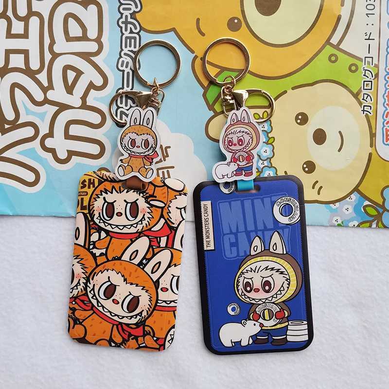 Labubu Cartoon Anime Character ID Card Holder Set Subway Bus Student Work Access Card Pendant Badge Cards Cover Holiday Gifts X250612