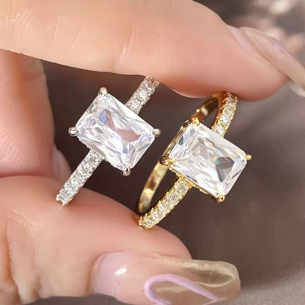 FOXI Jewelrys Luxury High Quality 5A CZ Baguette Ring Pure 925 Silver for Womens Wedding Engagement Classic Style for Parties
