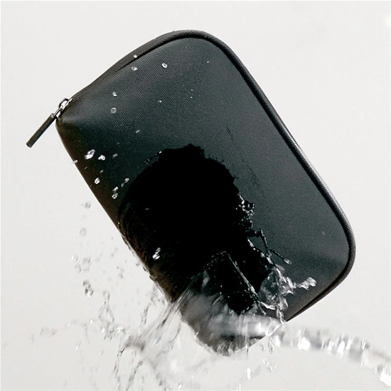 PU Leather Digital Storage Bag Cosmetic Case Large Capacity Waterproof Storage Bag For Mobile Phone Data Cable Solid Color 250606