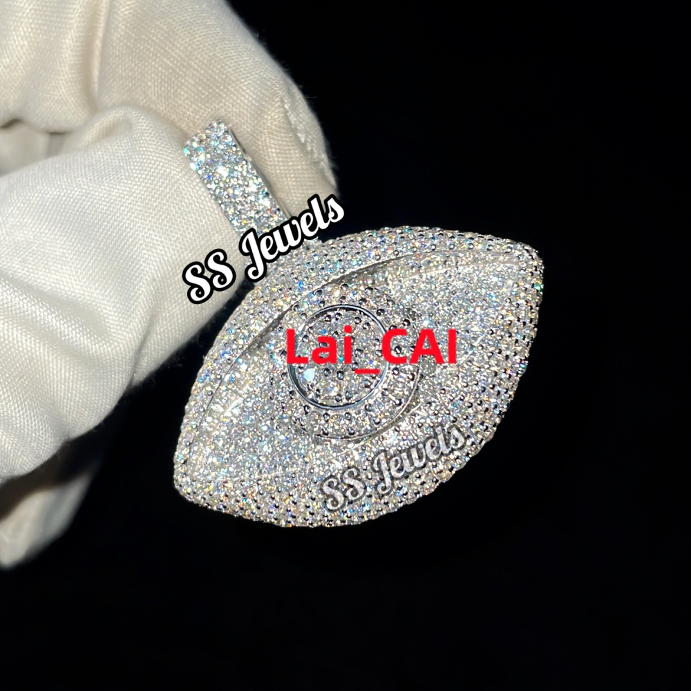 Custom Hamza Pendant with Real VVS1 Moissanite Diamond 925 Silver Religious Charm for Men Hip Hop Rapper Style